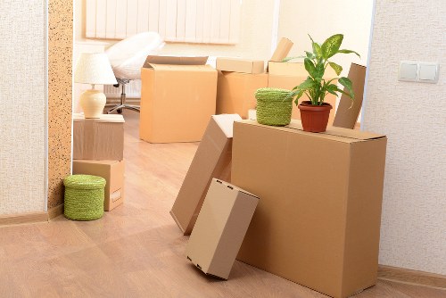 Boxes and furniture prepared for a Lambeth moving service