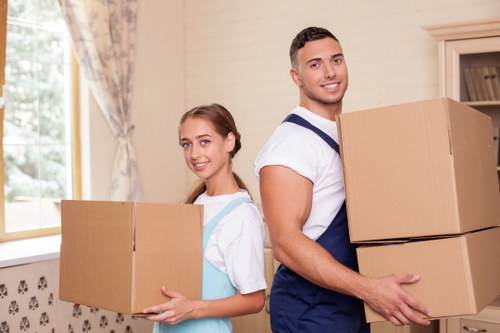 Office relocation planning with labeled boxes and workspace layout in Lambeth