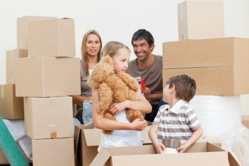 Packed household items ready for removals van transport